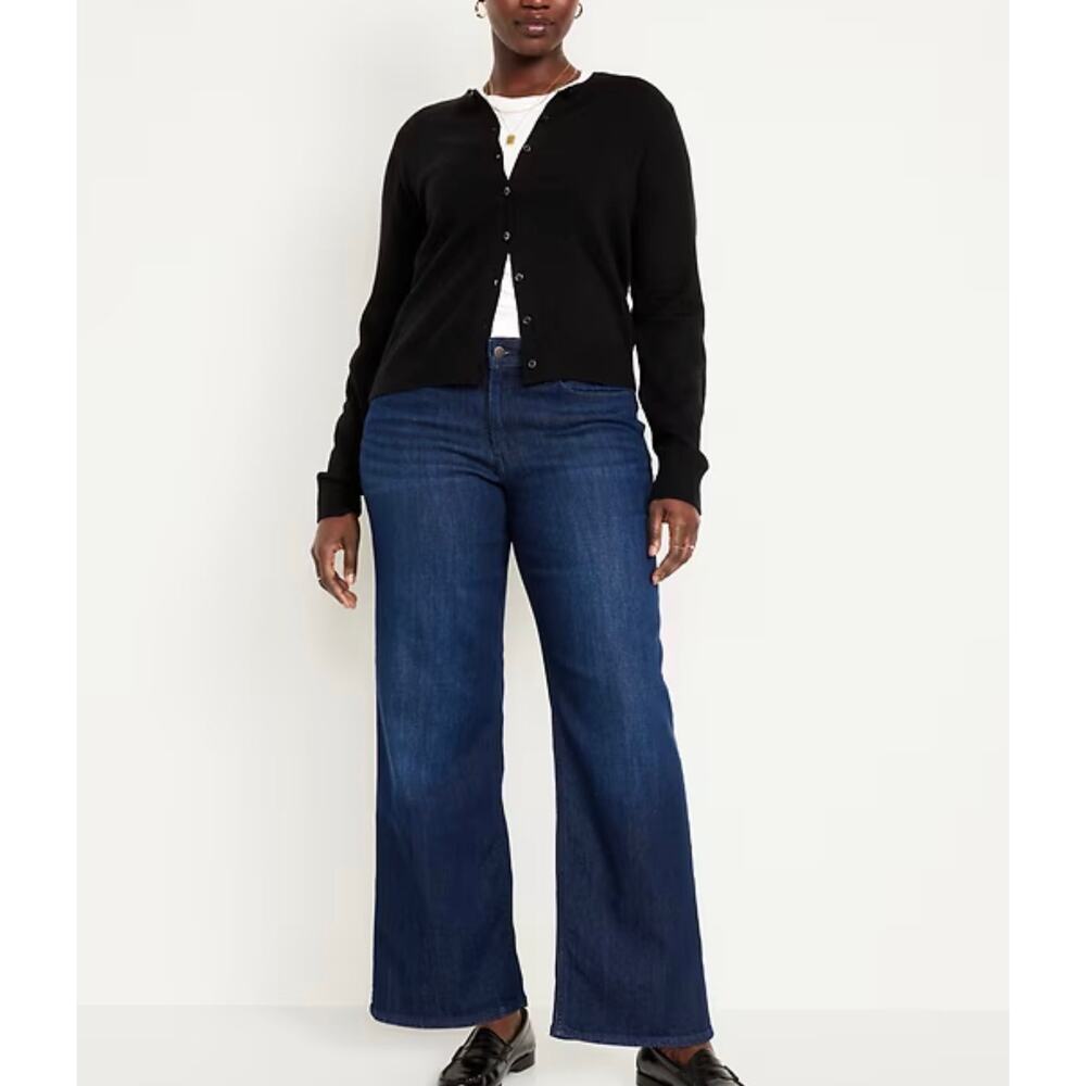 NWT Old Navy WOW Wide leg Dark Wash Jeans 14 Stretch High‎ Waist Classic Casual